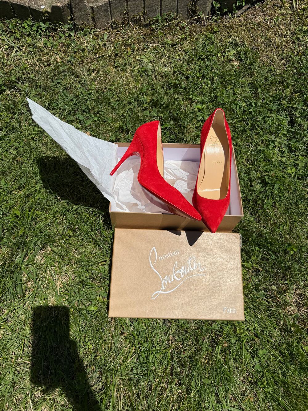 New in Box Christian Louboutin Cherry Red Alminette Stiletto Heels 100 mm